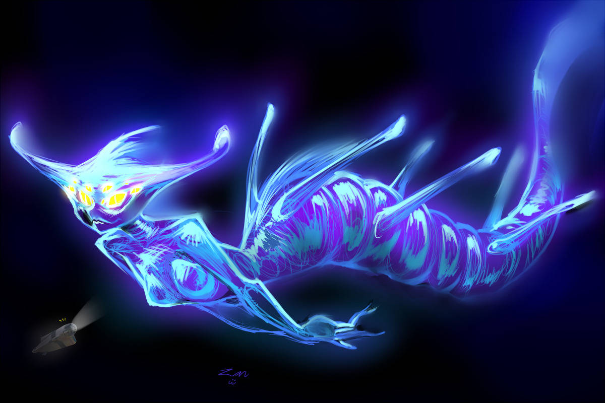 Spooky Female Ghost Leviathan In Deep Sea Wallpaper