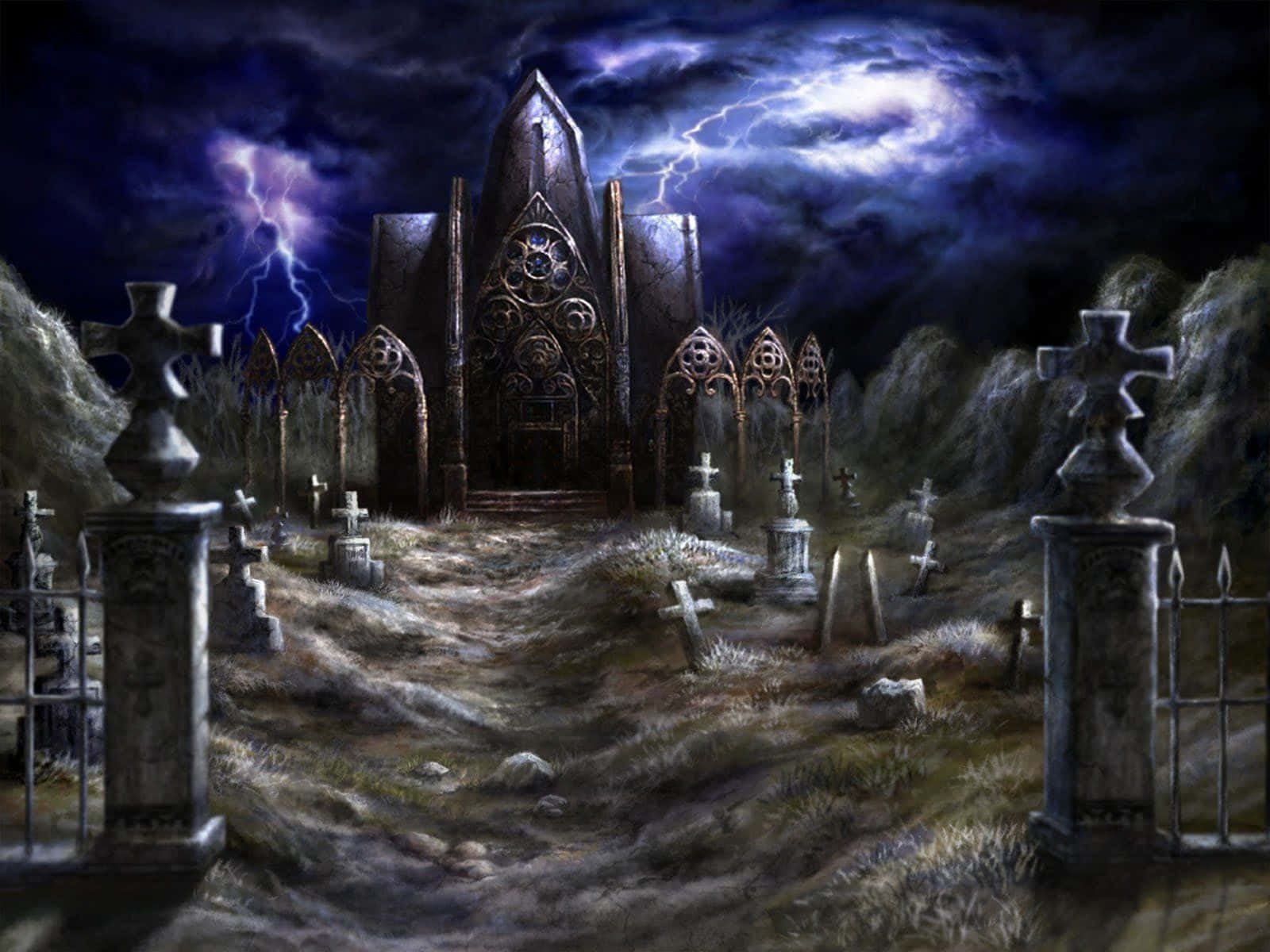 Spooky Halloween Graveyard Wallpaper