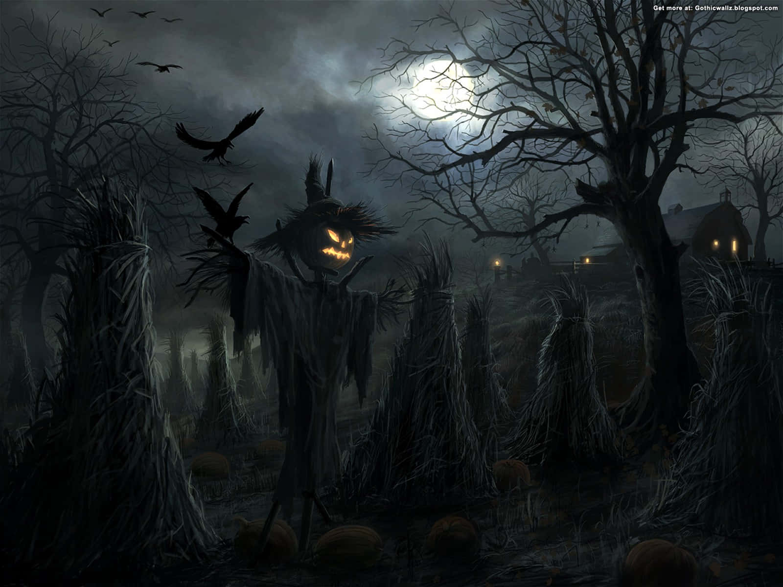 Spooky Halloween Night At An Eerie Graveyard Wallpaper