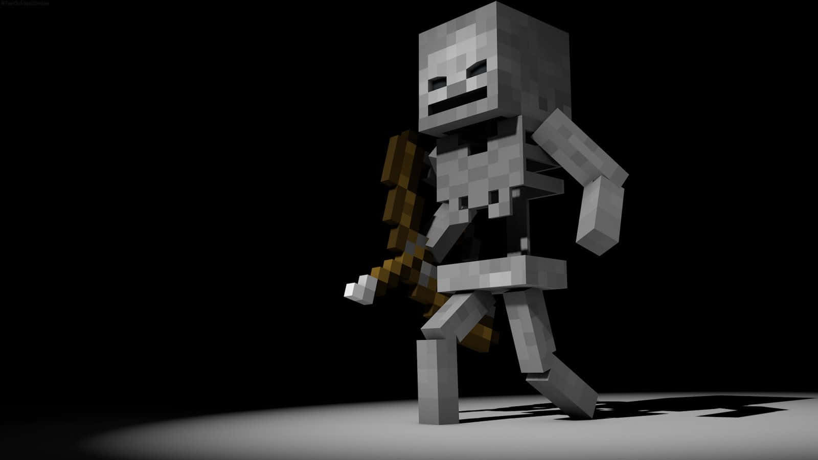 Spooky Minecraft Skeleton In Action Wallpaper