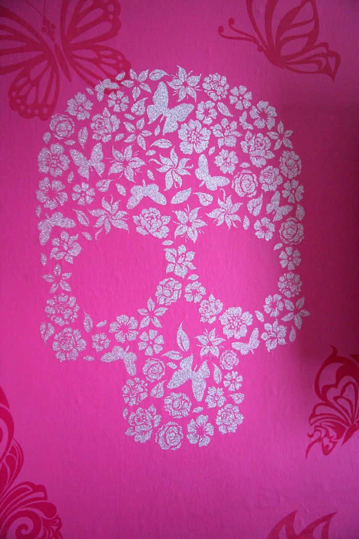 Spooky Pink Skull Wallpaper