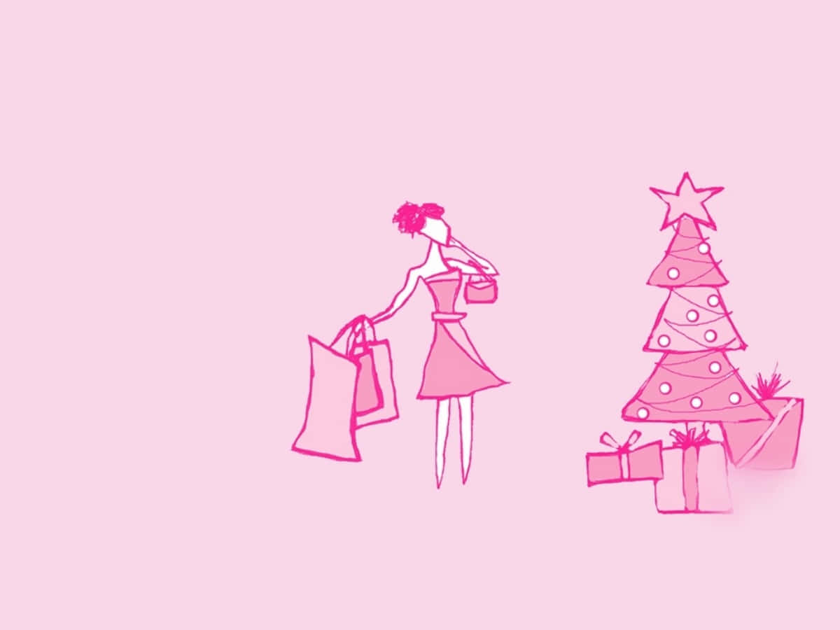 Spread The Cheer This Holiday Season With This Adorable Cute Pink Christmas Display! Wallpaper