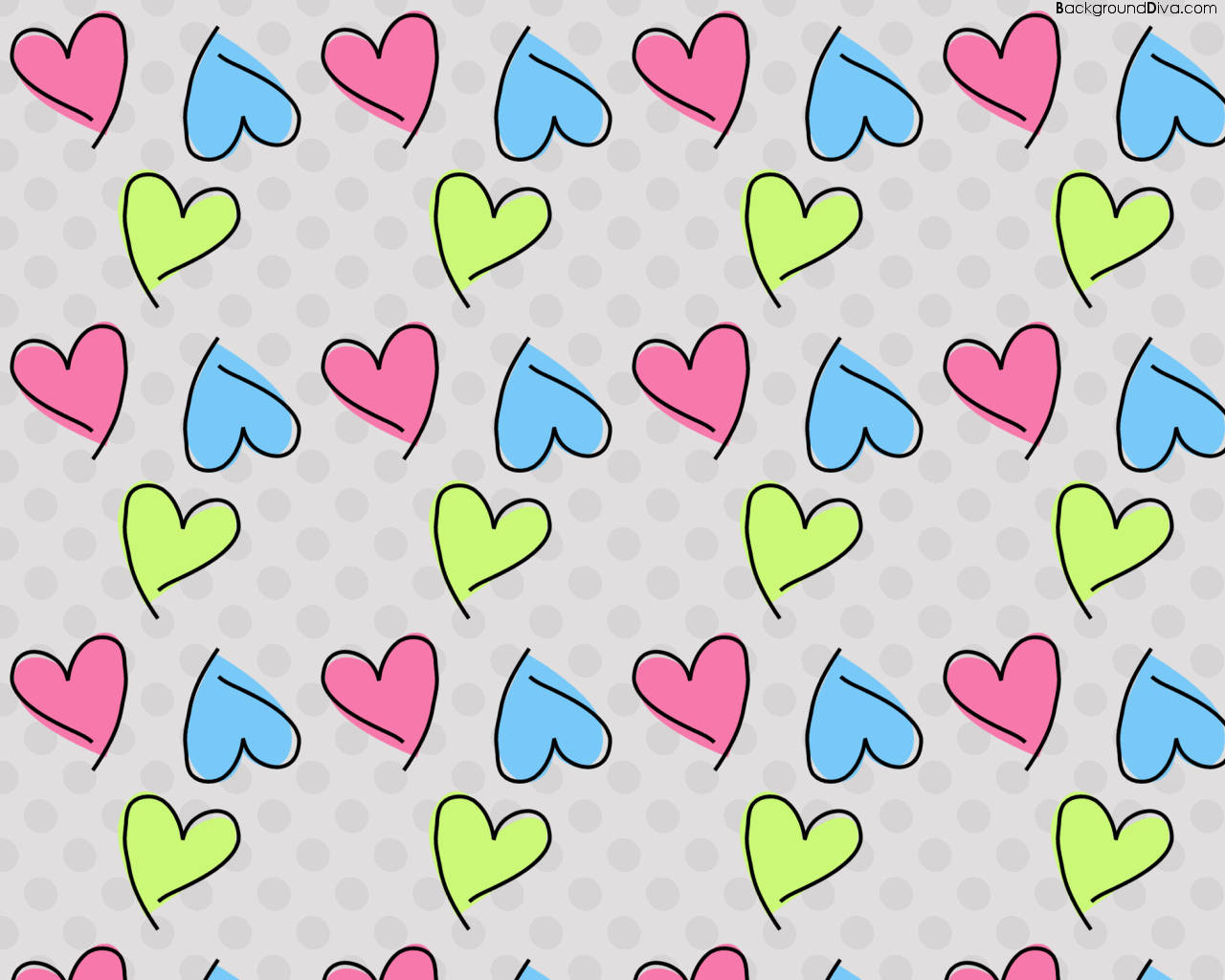 Spreading The Love With Girly Heart Scribbles Wallpaper