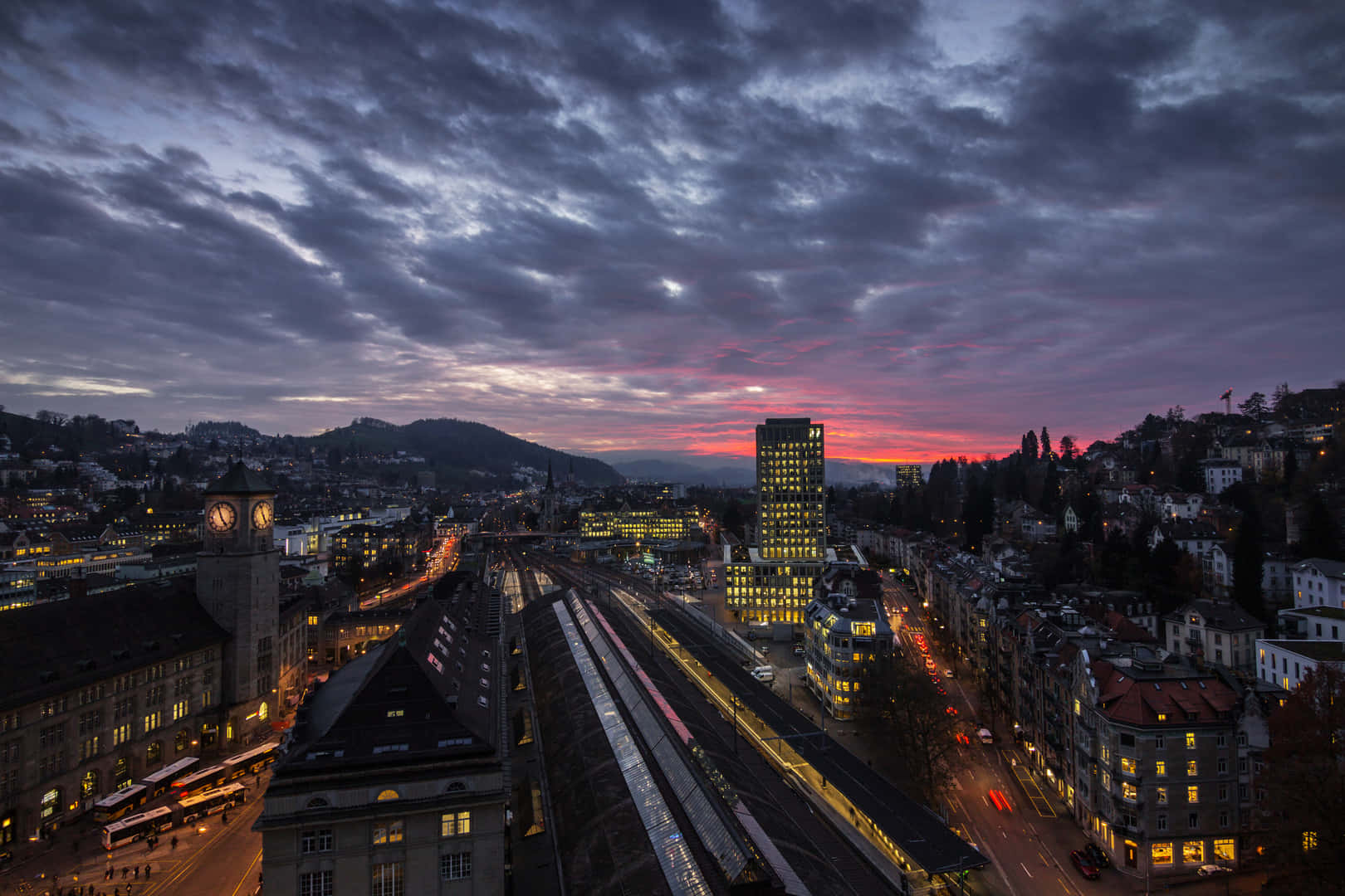 St Gallen Sunset Cityscape Wallpaper