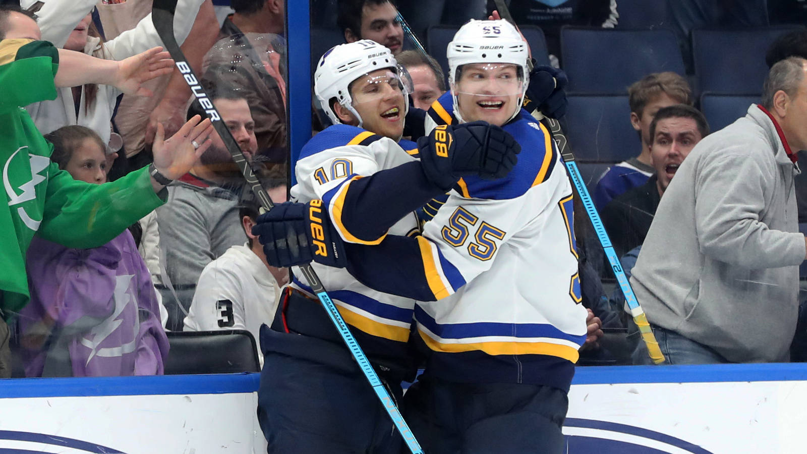 St. Louis Blues Celebrating Colton Parayko And Brayden Schenn Wallpaper