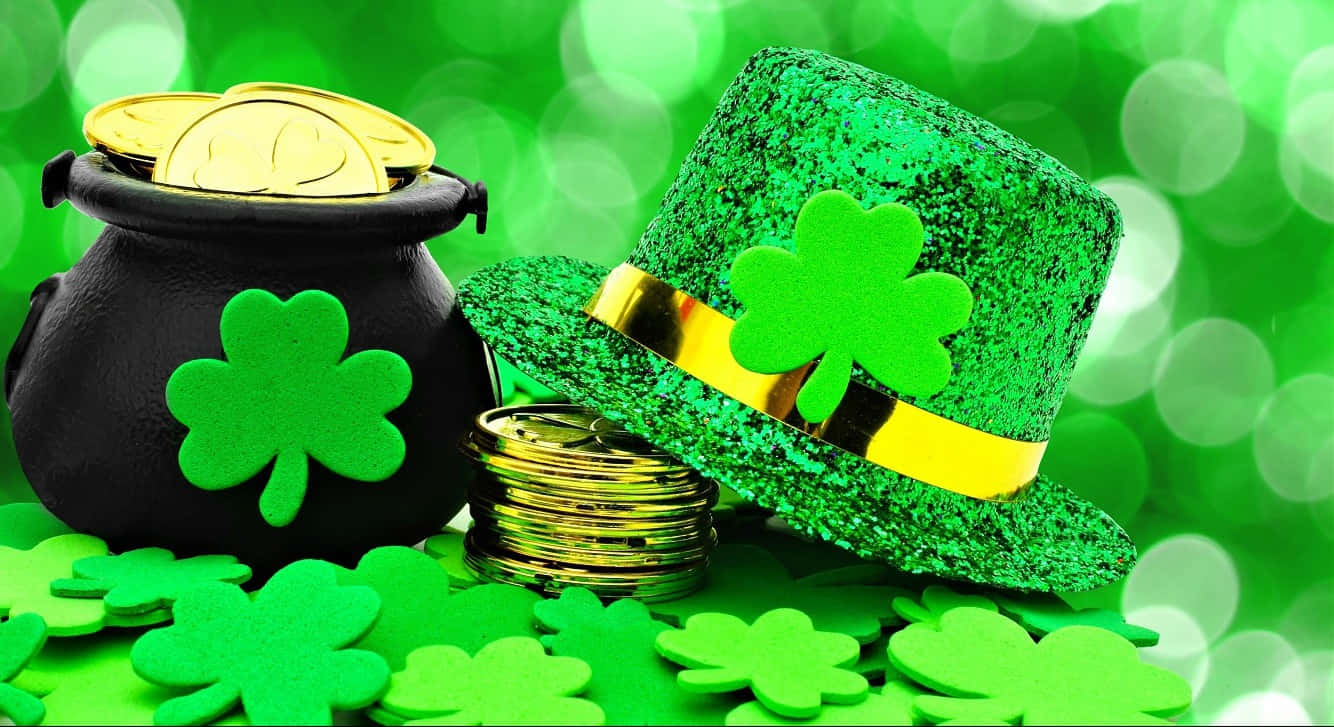 St Patricks Day Symbols Green Backdrop Wallpaper