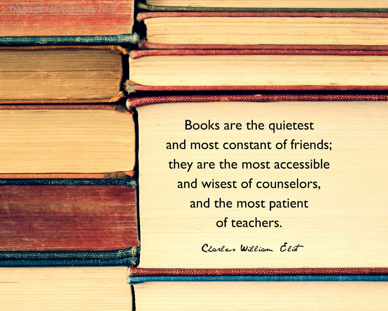 Stackof Books Quoteby Charles William Eliot Wallpaper