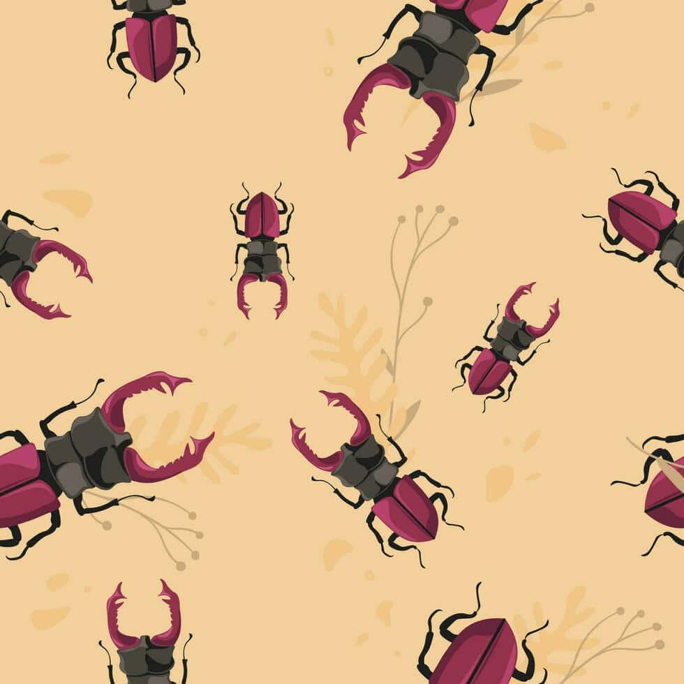 Stag Beetle Pattern Background Wallpaper