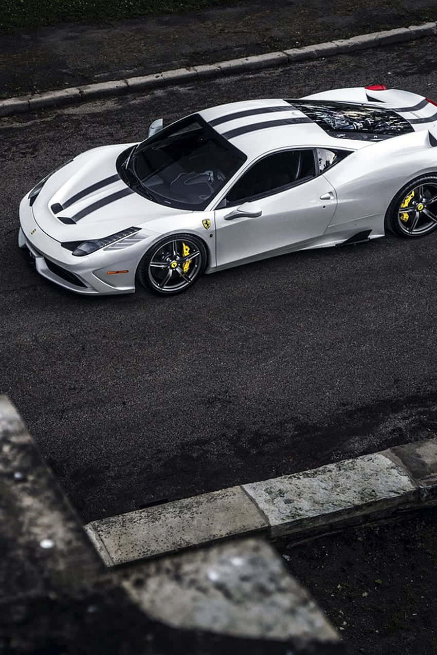 Stand Out From The Crowd With The White Ferrari Iphone Wallpaper