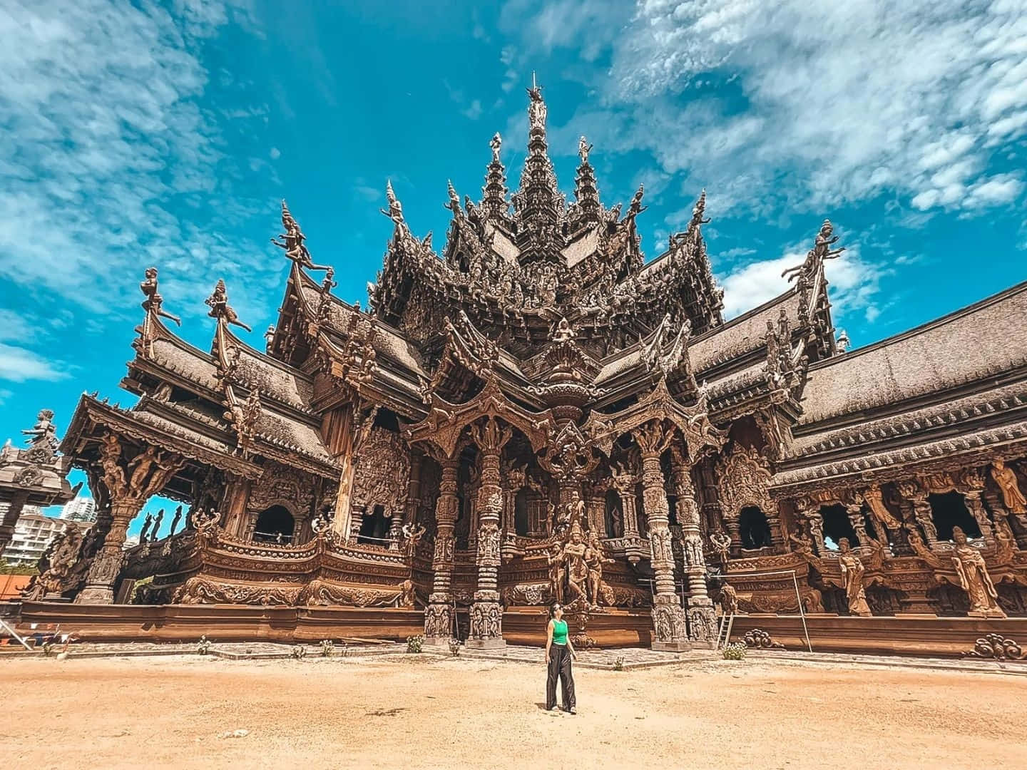 Standing Beneath The Colossal Sanctuary Of Truth Wallpaper