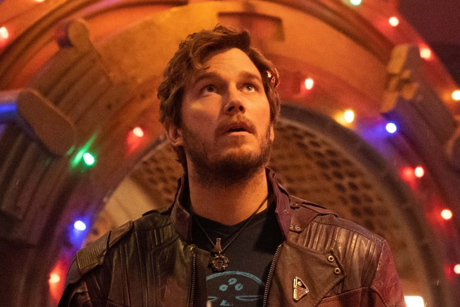 Star Lord Looking Upward Guardians3 Wallpaper