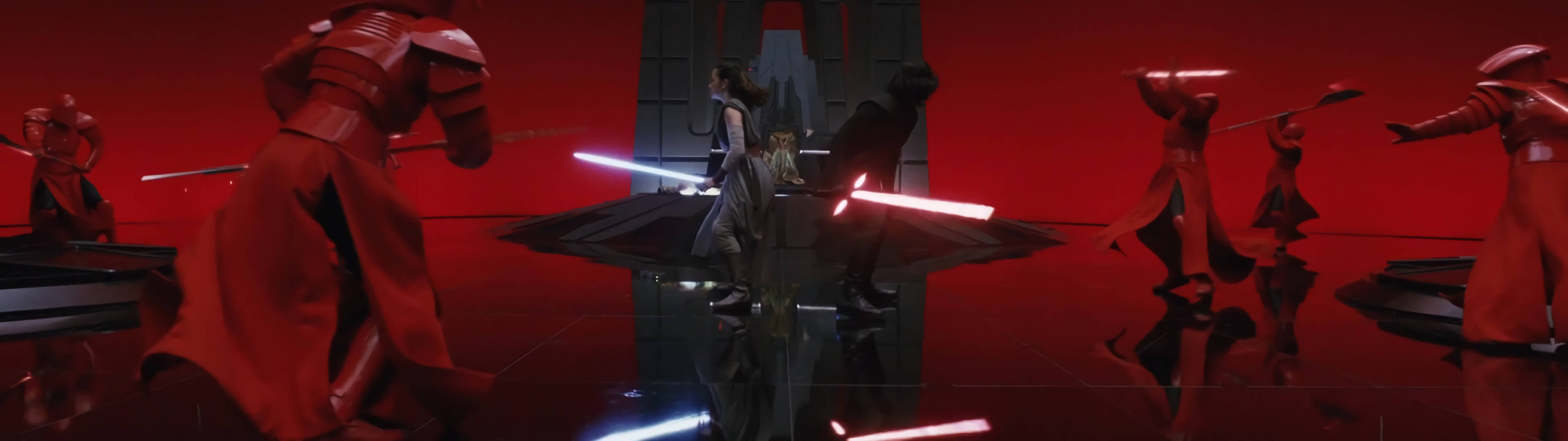 Star Wars Dual Screen The Last Jedi Battle Wallpaper