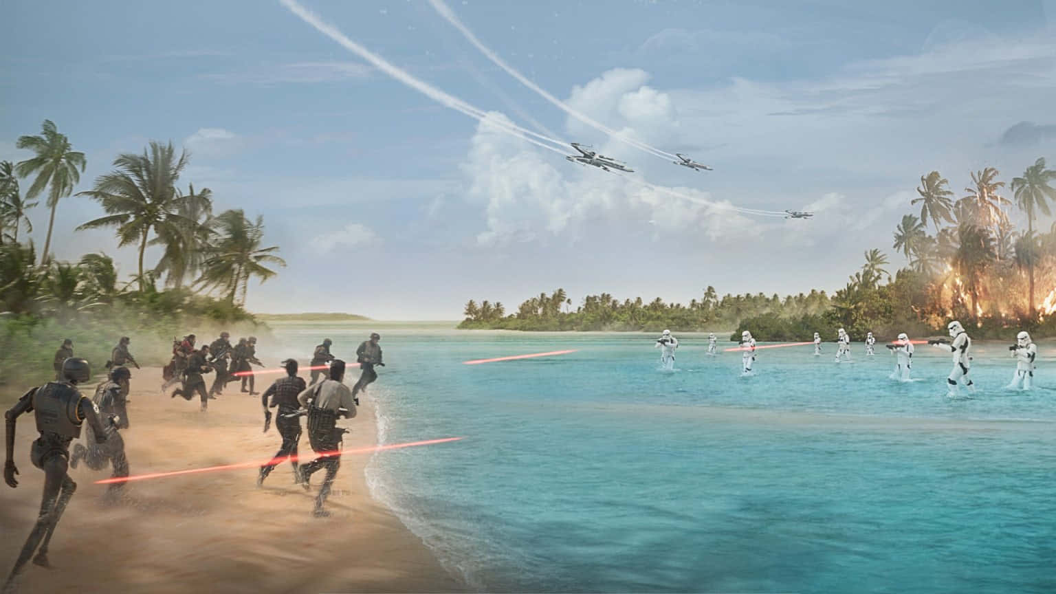 Star Wars Rogue One Beach Fight Wallpaper