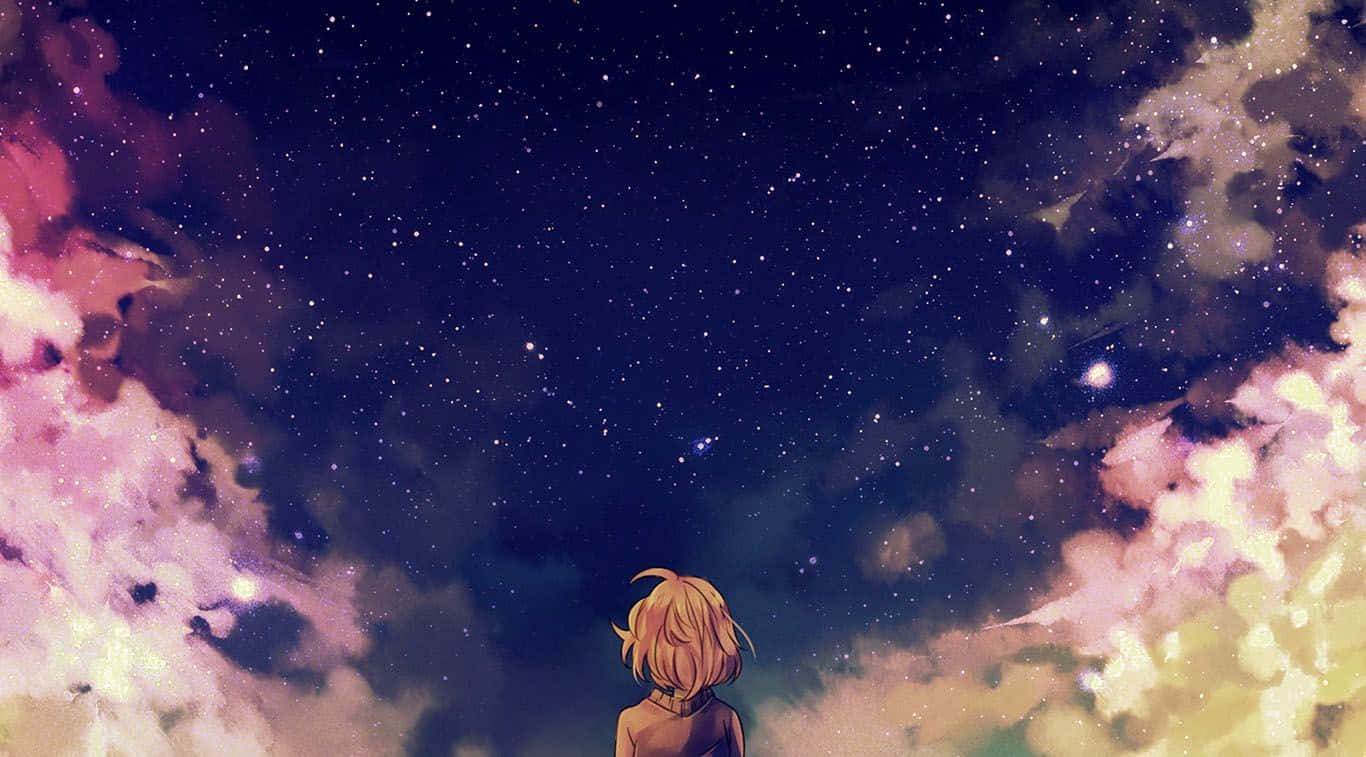 Stargazing Anime Character Nebula Backdrop Wallpaper