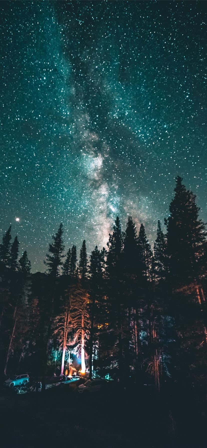 Starry Night Camping Under Milky Way Wallpaper