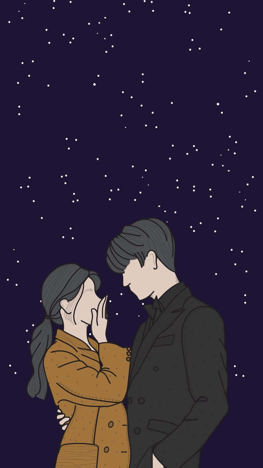 Starry Night Couple Embrace Wallpaper