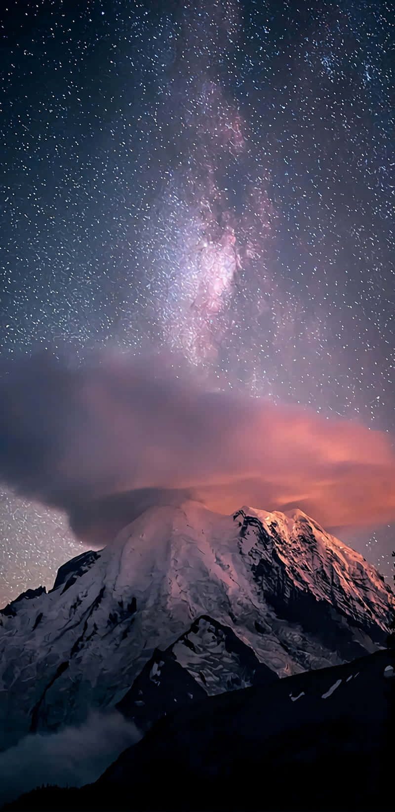 Starry_ Night_ Over_ Snowy_ Mountain_ Peak Wallpaper