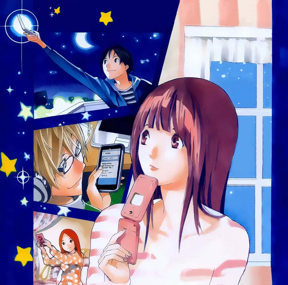 Starry Night Phone Call Anime Wallpaper