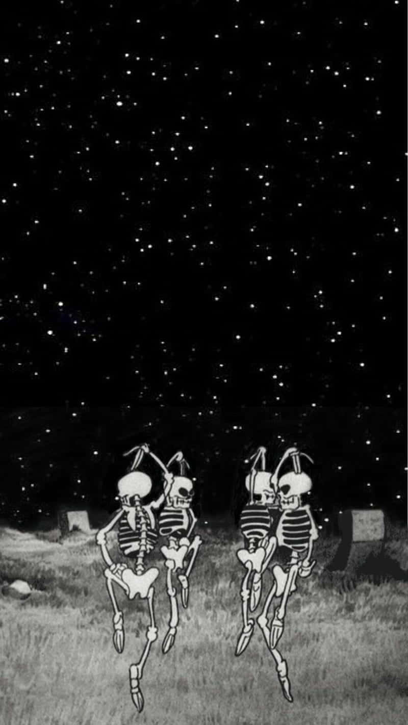 Starry Night Skeleton Dance Wallpaper