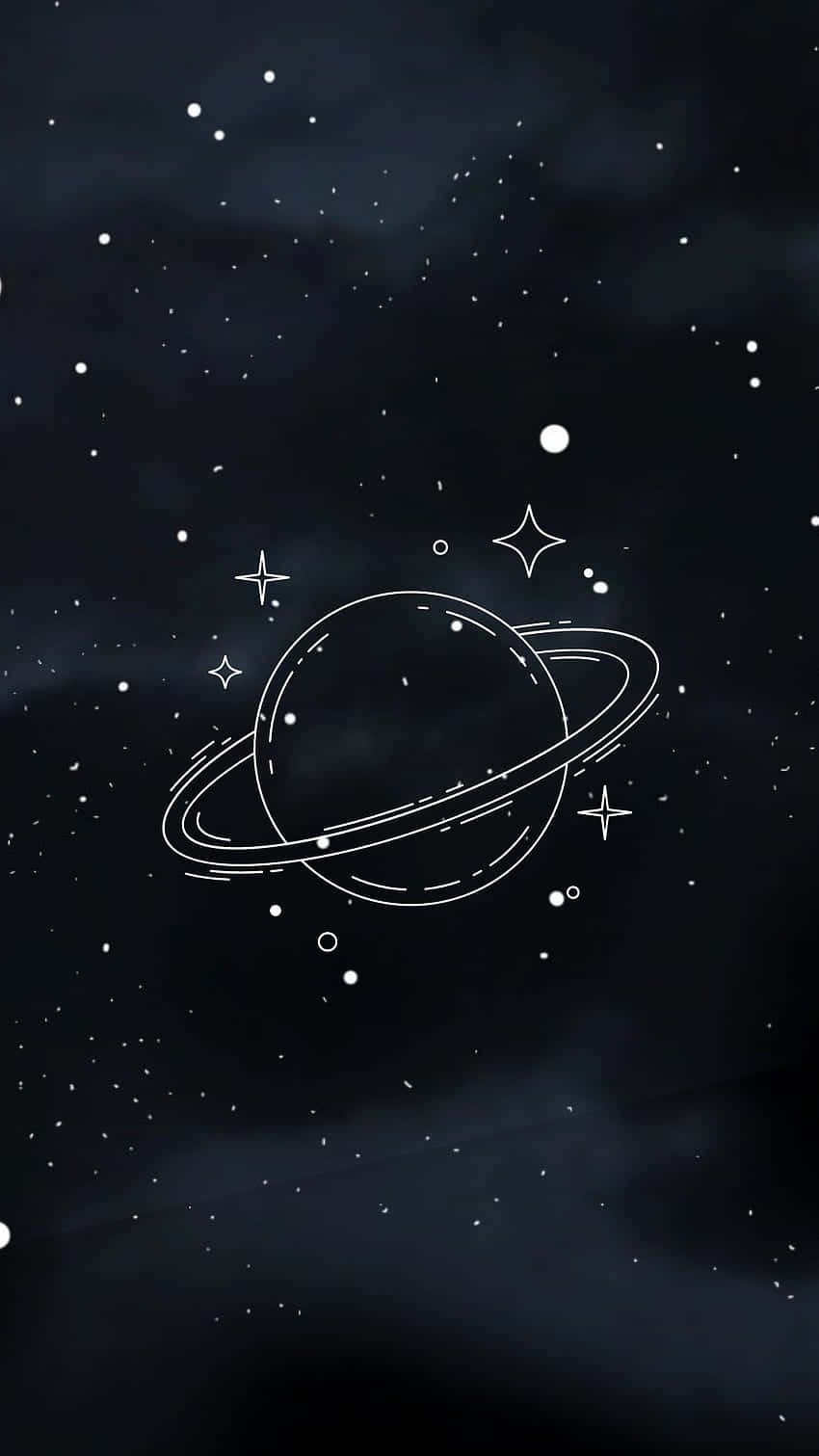 Starry Saturn Night Sketch Wallpaper