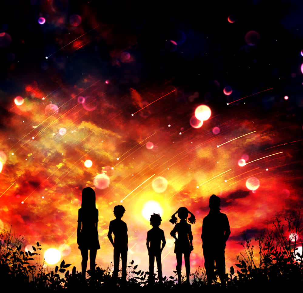 Starry Sunset Silhouettes Wallpaper