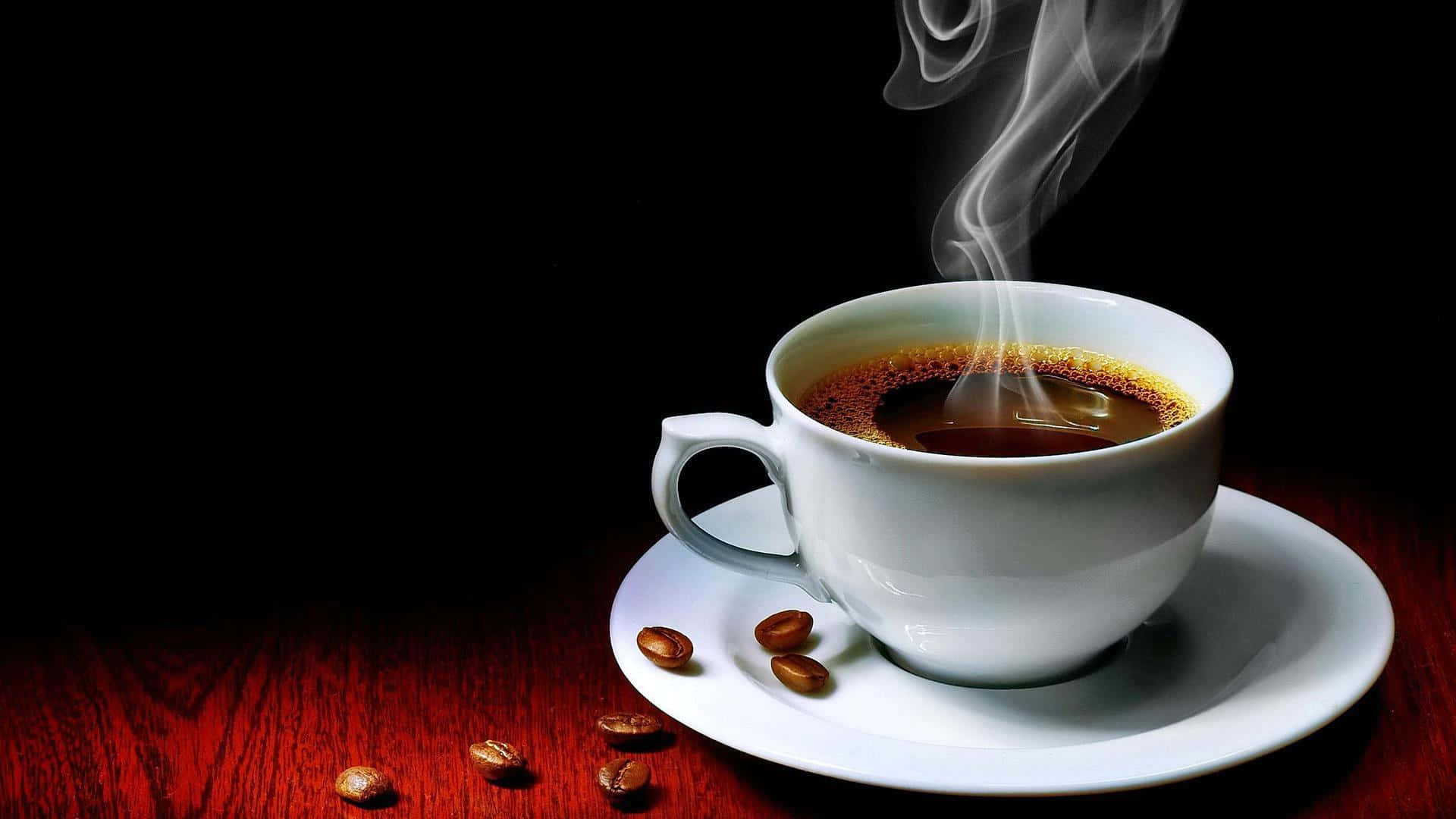 Start The Day With A Steaming Cup Of Invigorating Black Coffee Wallpaper