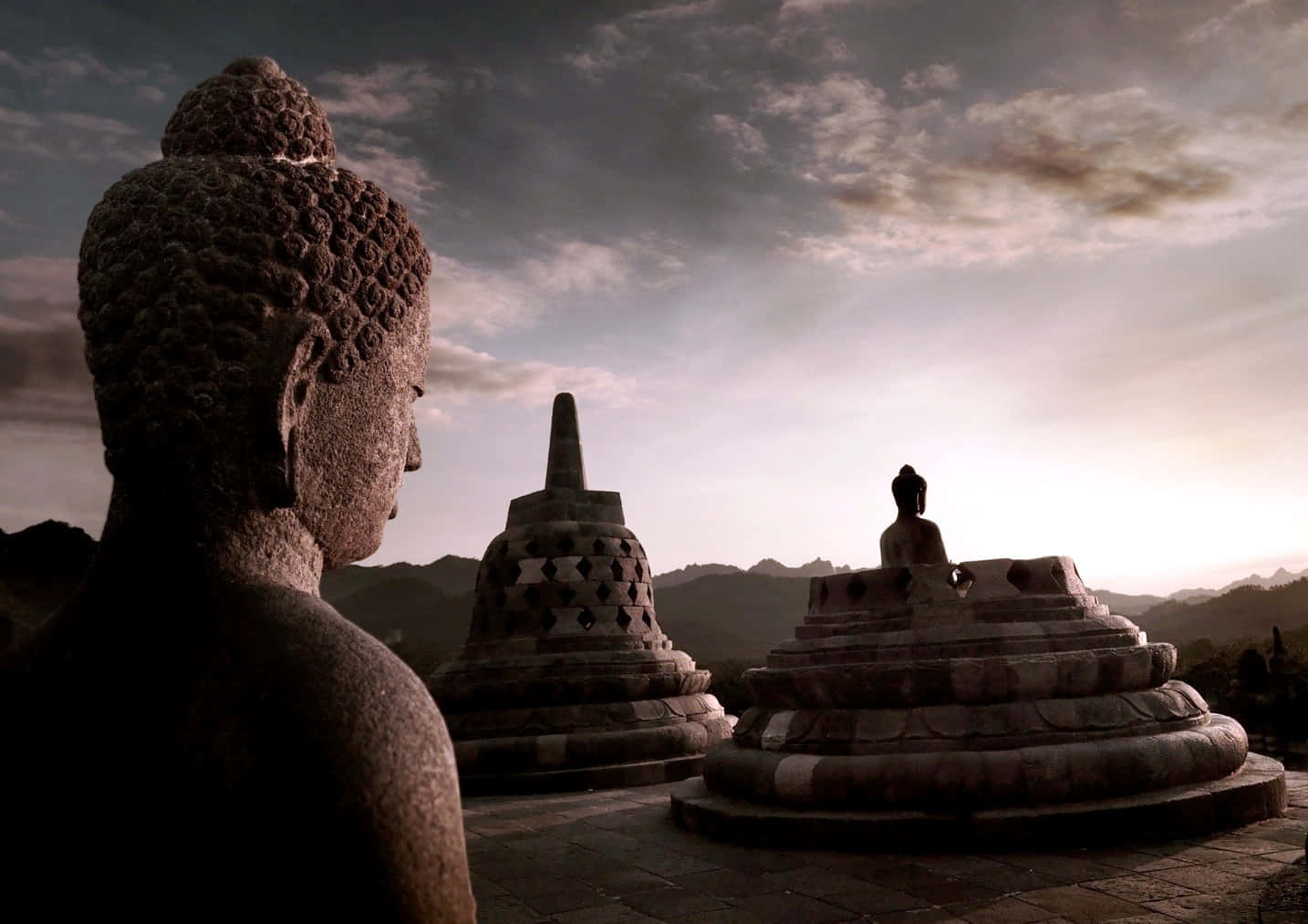 Statue In Borobudur Temple At Night Wallpaper