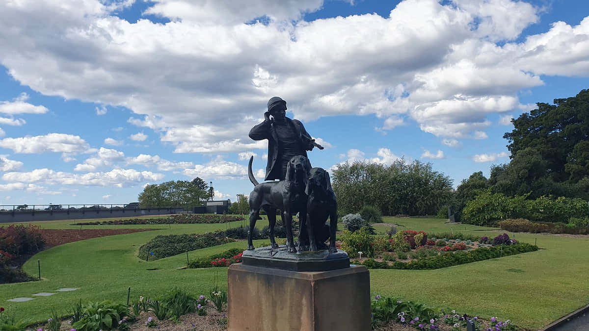 Statue Overlooking Royal Botanic Garden Sydney Wallpaper