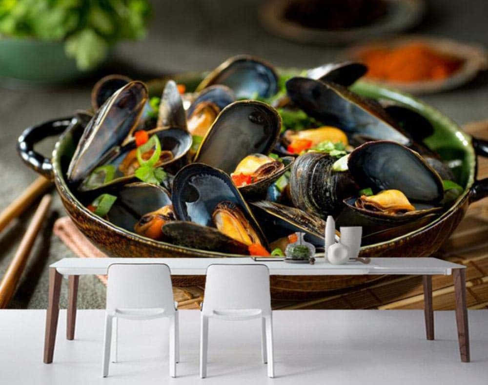 Steamed Mussels Dinner Setting Wallpaper