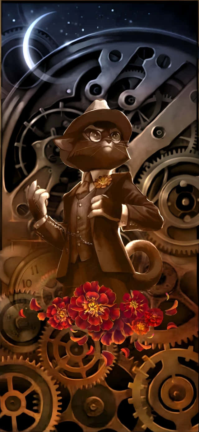 Steampunk Anthropomorphic Cat Wallpaper