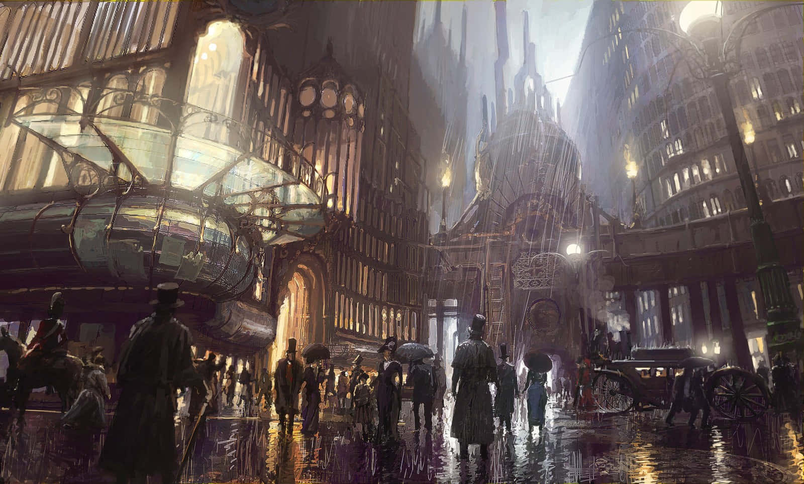 Steampunk_ Cityscape_ Urban_ Fantasy_ Art Wallpaper