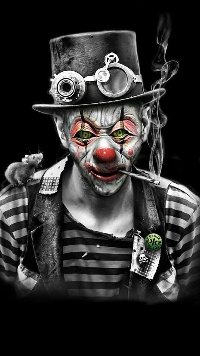 Steampunk Clownwith Ratand Smoke Wallpaper