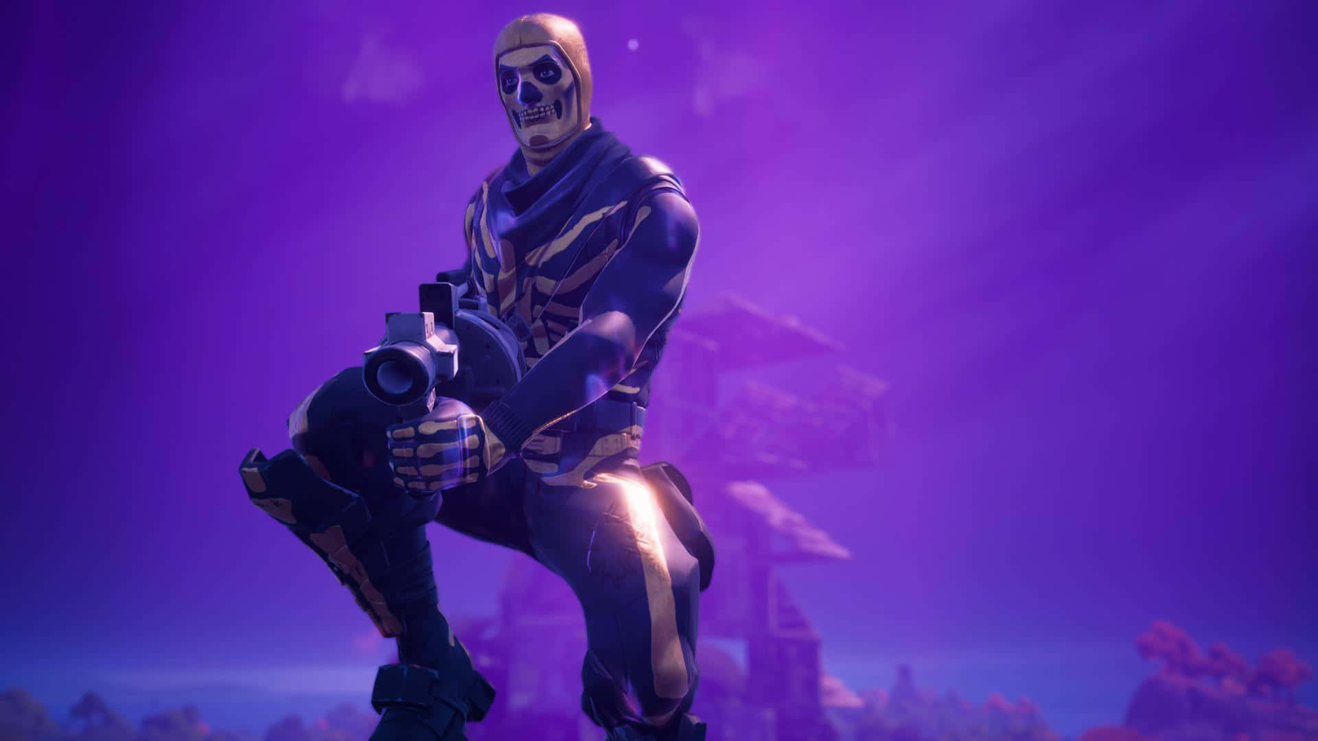 Step Into The Spotlight With The Iconic Purple Skull Trooper Skin Wallpaper