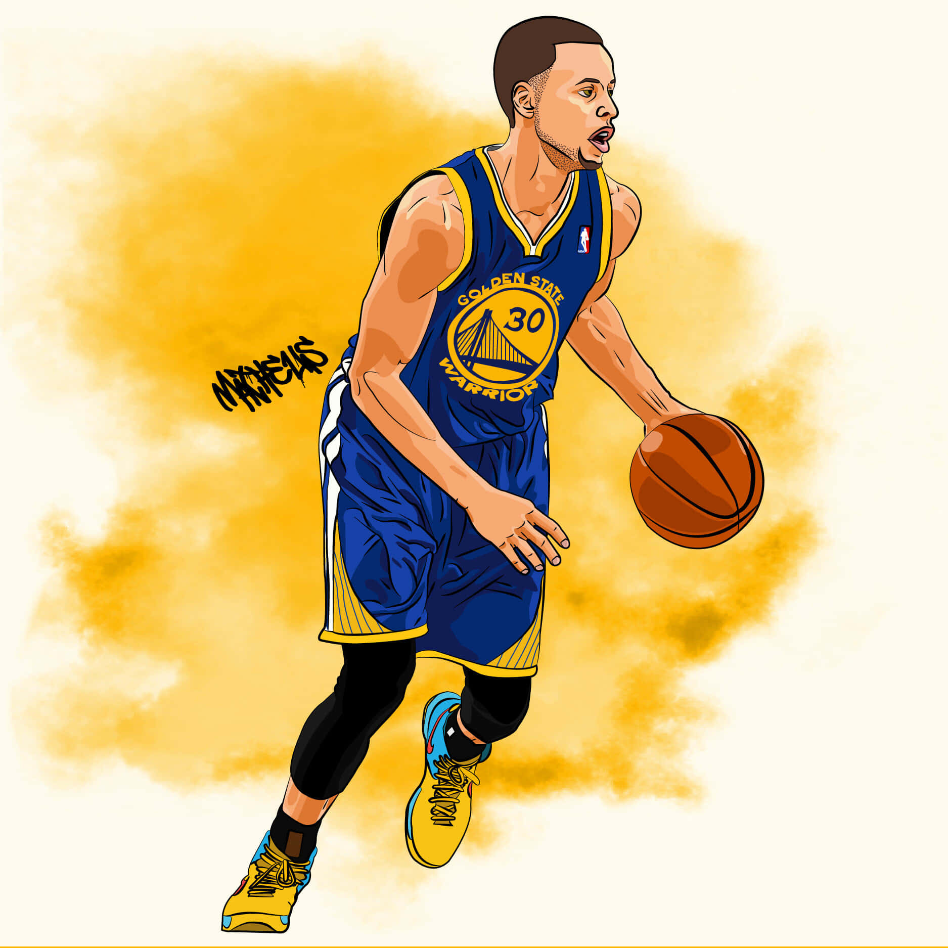 Stephen Curry Flicking The Ball Through The Basketball Hoop Wallpaper