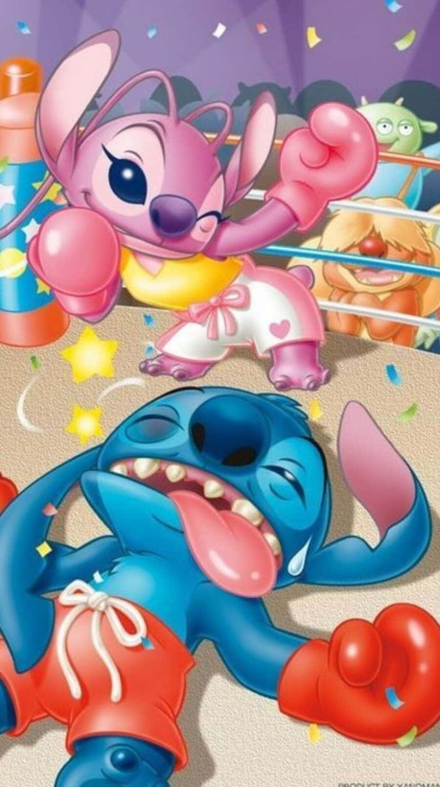 Stitch And Angel's Heartwarming Embrace Wallpaper