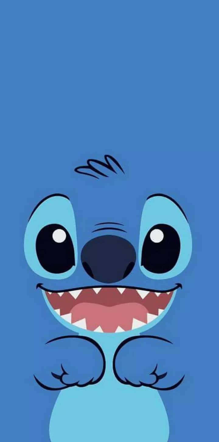 Stitch Cute Blue Background Wallpaper