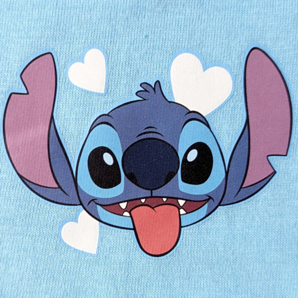 Stitch Hearts Graphic Tee Design Wallpaper