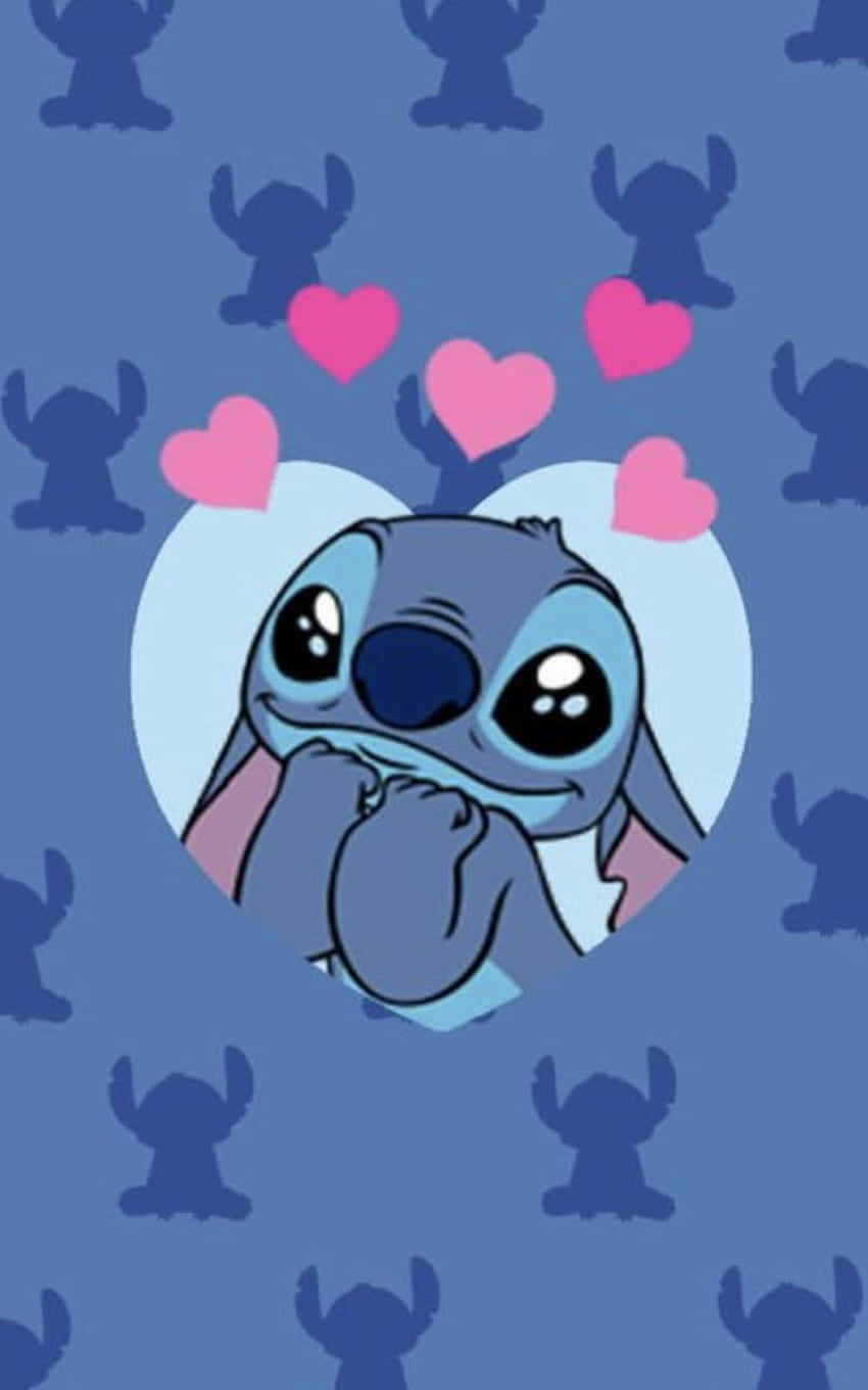 Stitch_ Valentines_ Day_ Heart_ Background Wallpaper