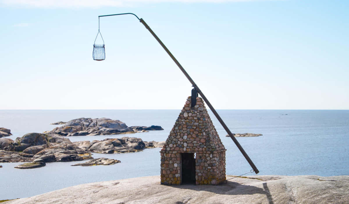 Stone Hut Seaside Lighthouse Sandefjord Wallpaper