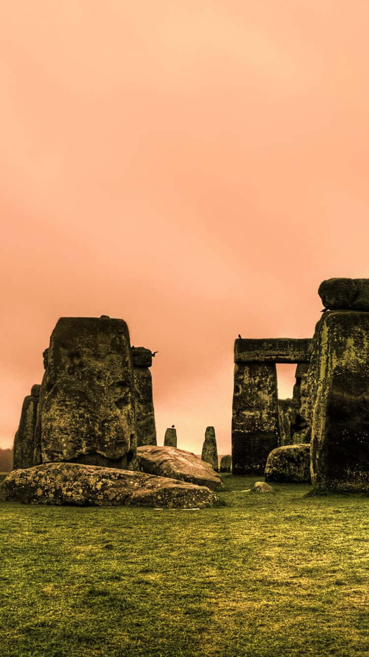 Stonehenge Under The Pink Clouds Wallpaper