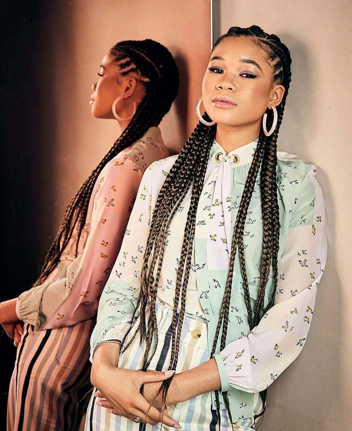 Storm Reid Elegant Braids Pose Wallpaper