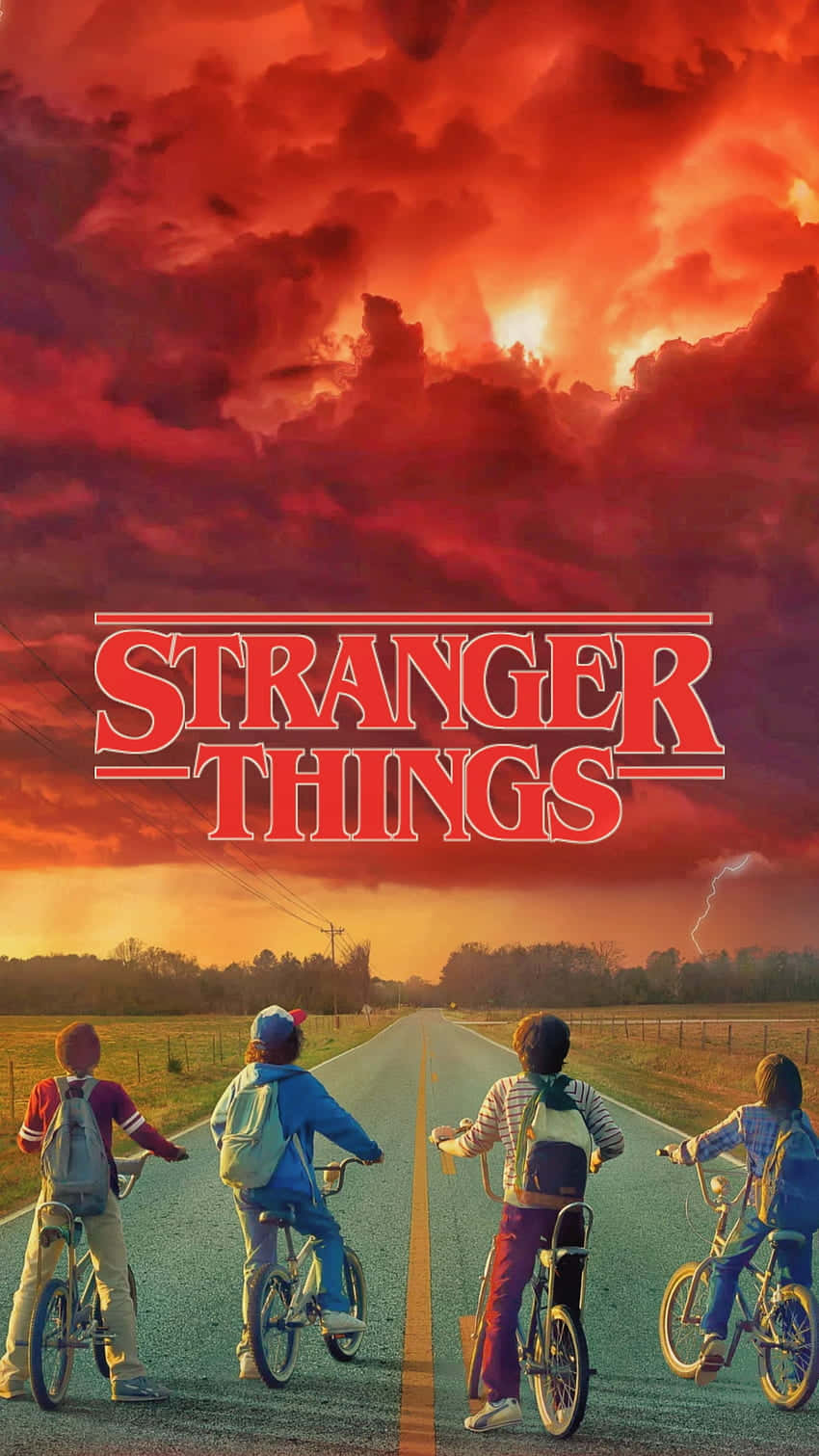 Stranger Things Group Bikes Road Wallpaper