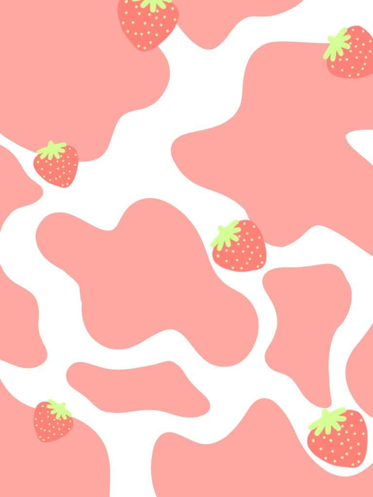 Strawberry Cow Print Pattern.jpg Wallpaper