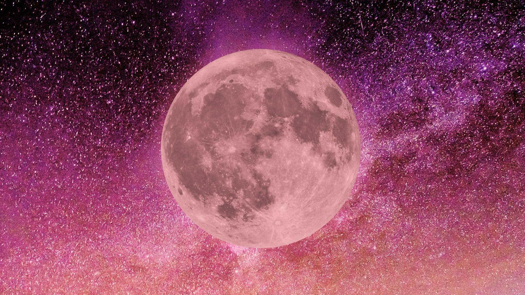 Strawberry Moon Night Sky Wallpaper