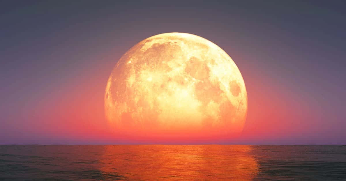 Strawberry Moon Over Water Wallpaper