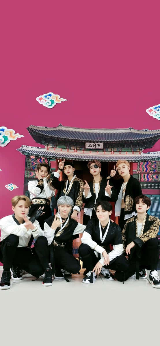 Stray Kids Ot8 Together, Ready To Take On The World Wallpaper