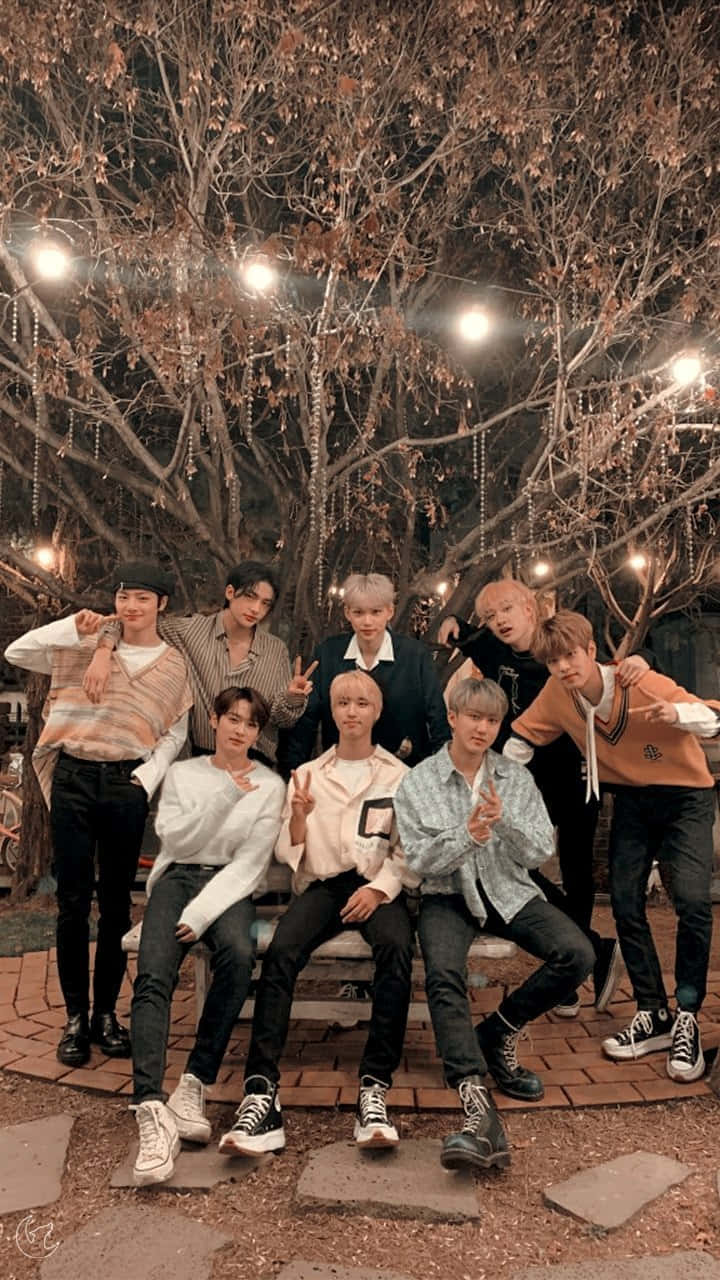 Stray Kids Outdoor Night Gathering Wallpaper