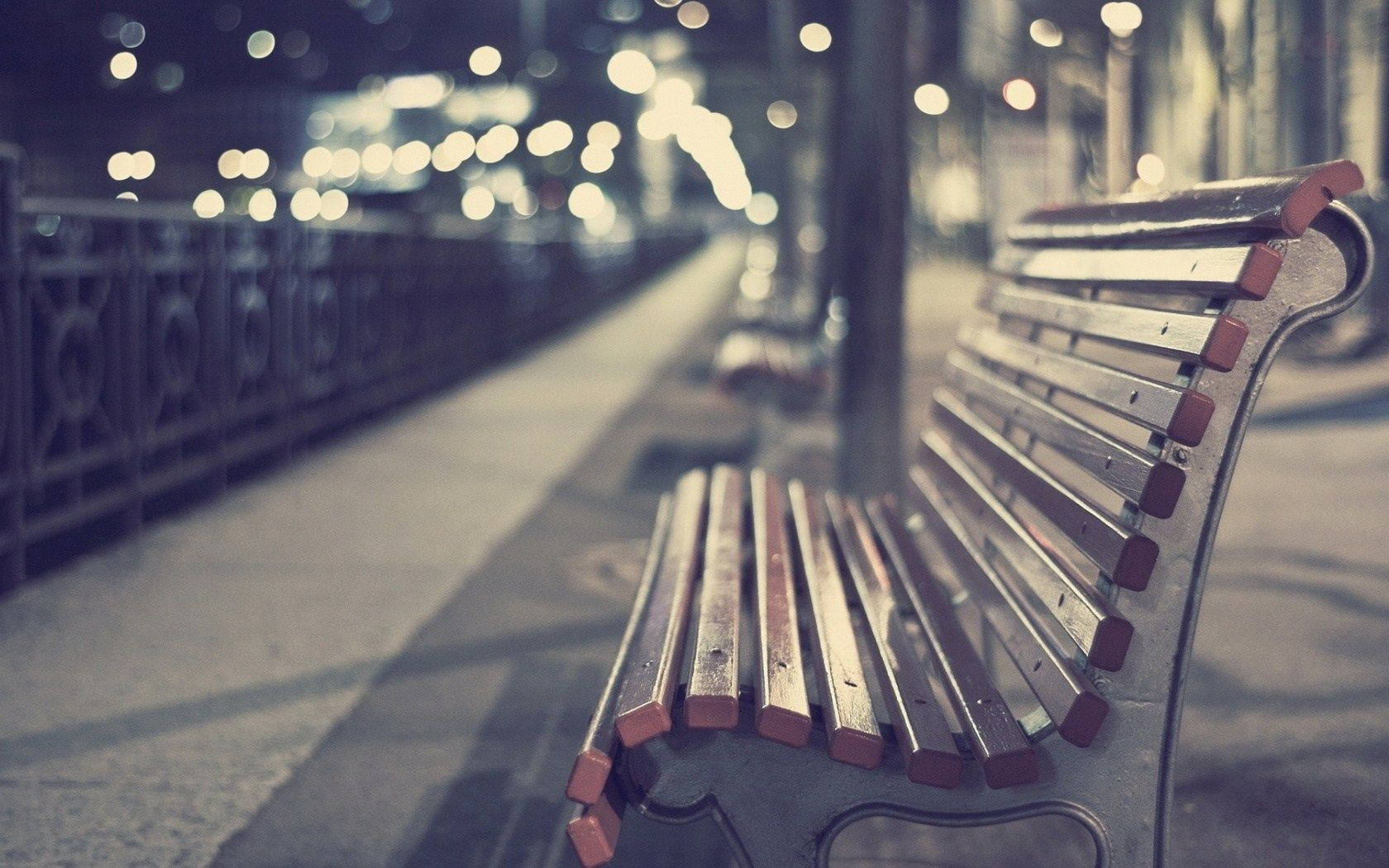 Street Bench At Night Wallpaper