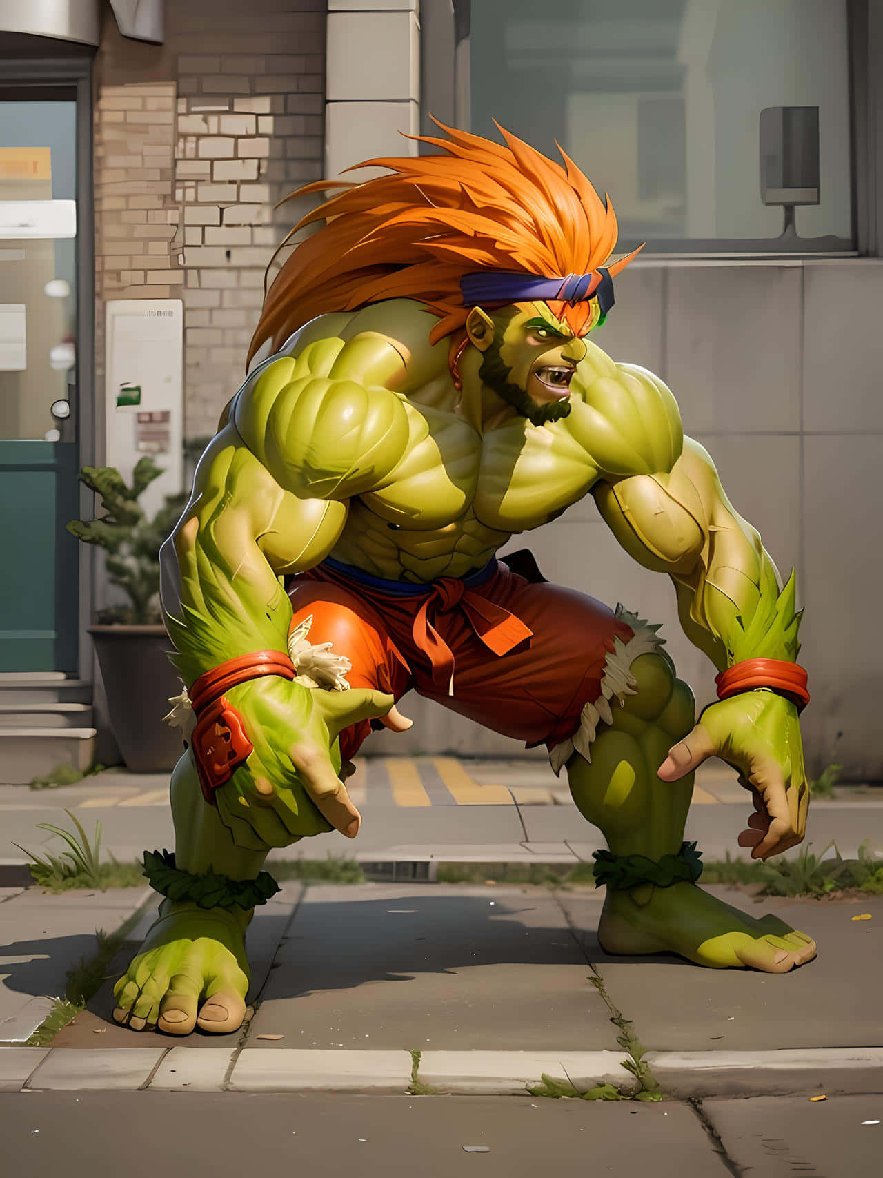 Street Fighter Blanka Crouching Wallpaper