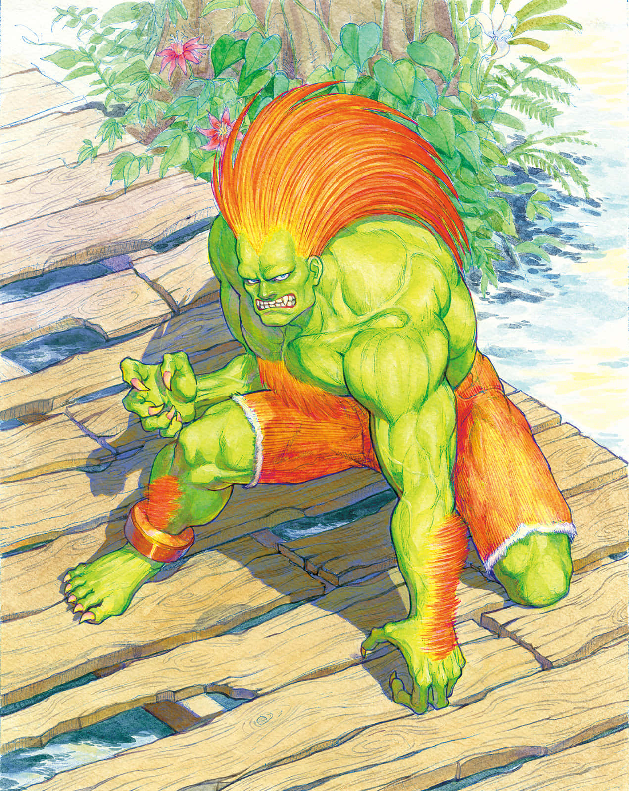 Street Fighter Blanka Crouching Wallpaper